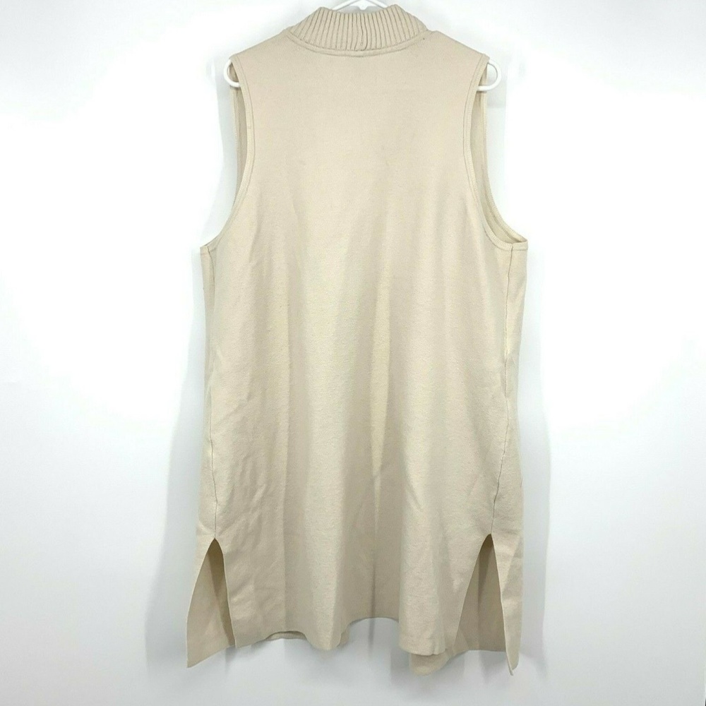 Chicos Pocket Sweater Vest Beige Sleeveless Ribbed Knit Cardigan - Picture 6 of 8